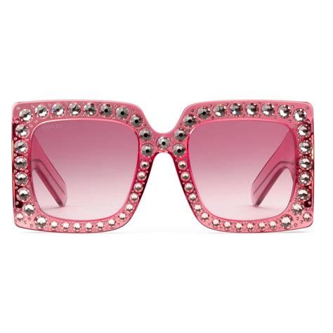 pink oversized Gucci sunglasses